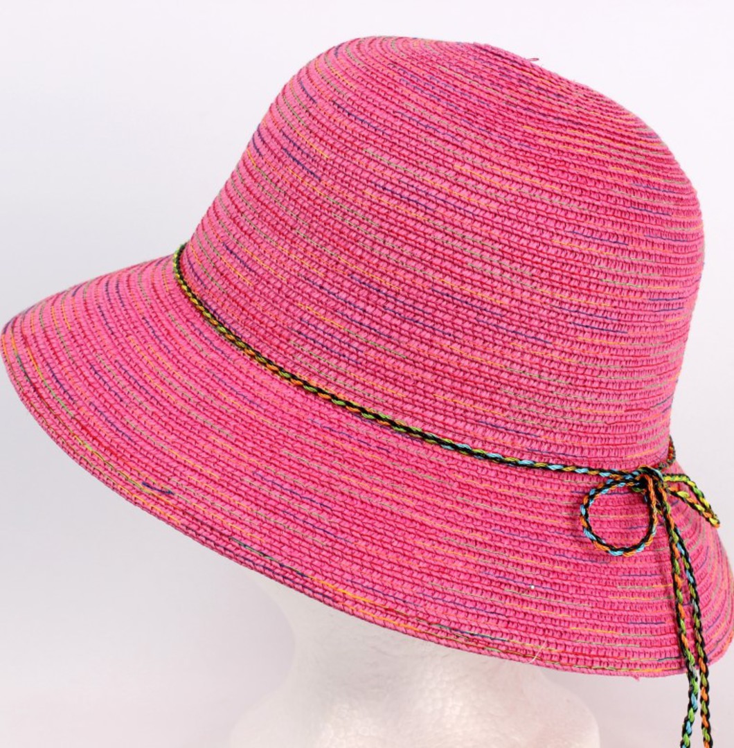 Braid hat with tie trim pink Style: H/4239 image 0
